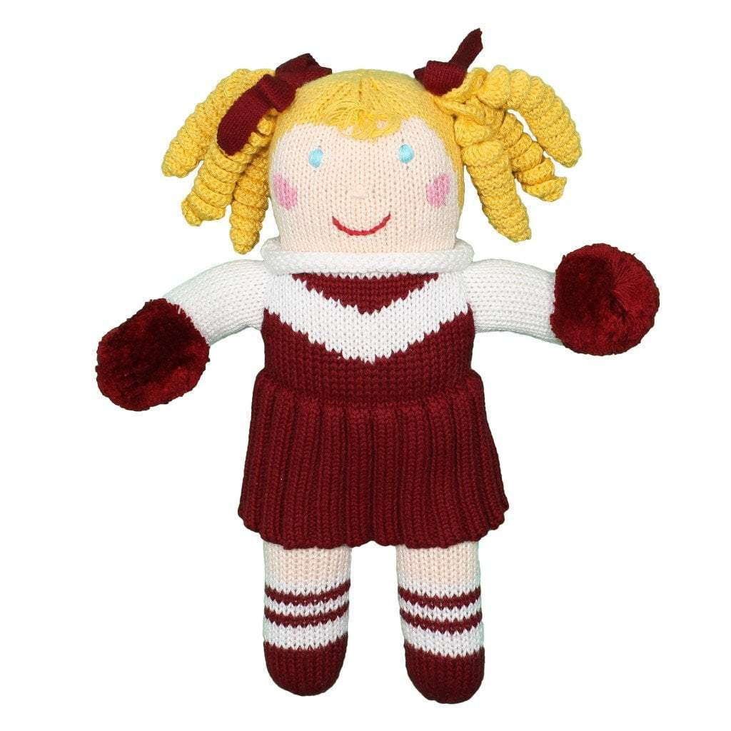 Cheerleader Knit Doll - Maroon and White