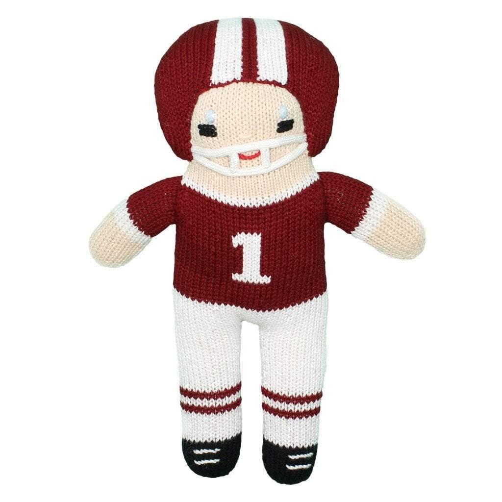 Football Player Knit Doll - Maroon and White