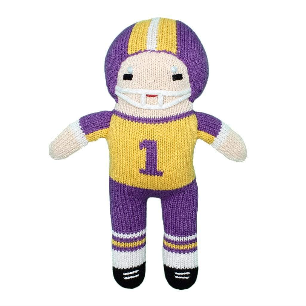 Football Player Knit Doll - Purple & Gold