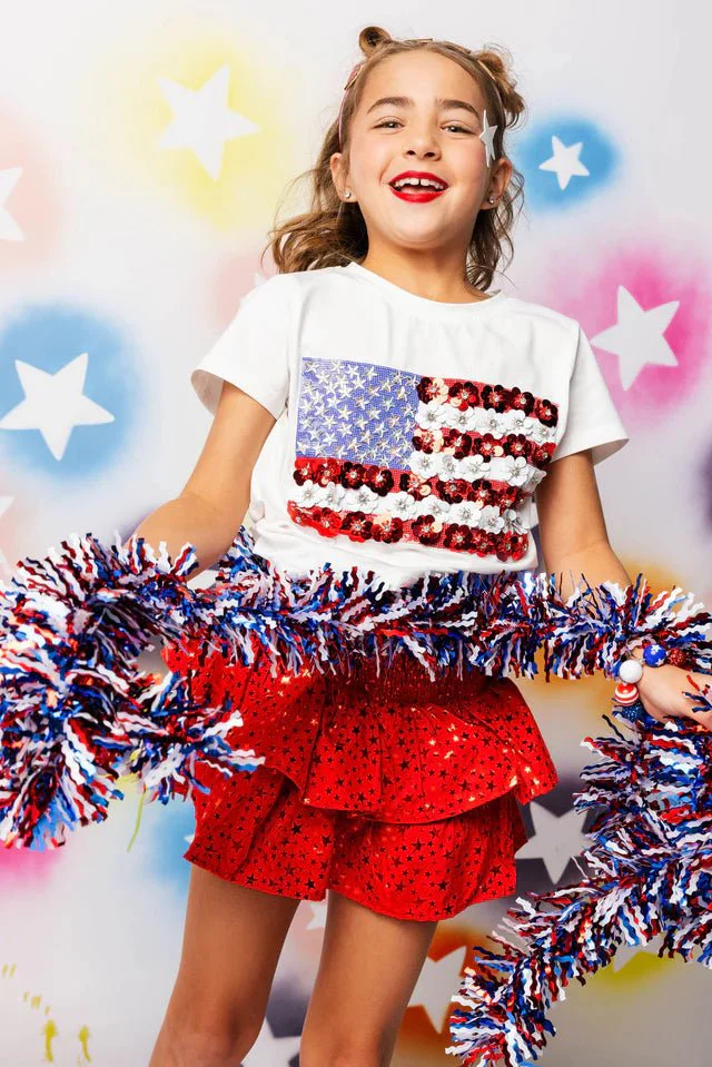 Kids White American Flag Tee