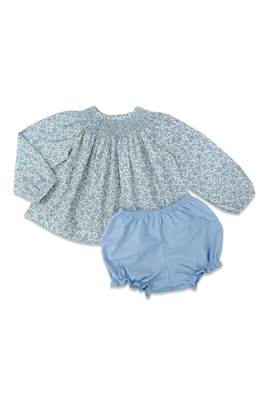 Long Sleeve Millie Set Crysanthemum Floral and Blue Corduroy