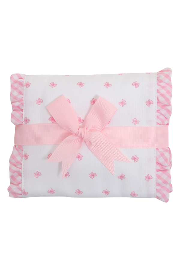 Pink Bow Fancy Fabric Burp Cloth