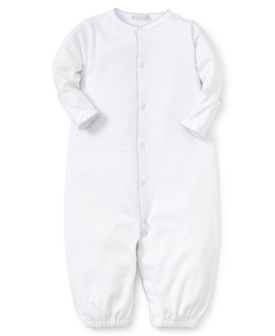 White/Blue New Kissy Dots Print Converter Gown