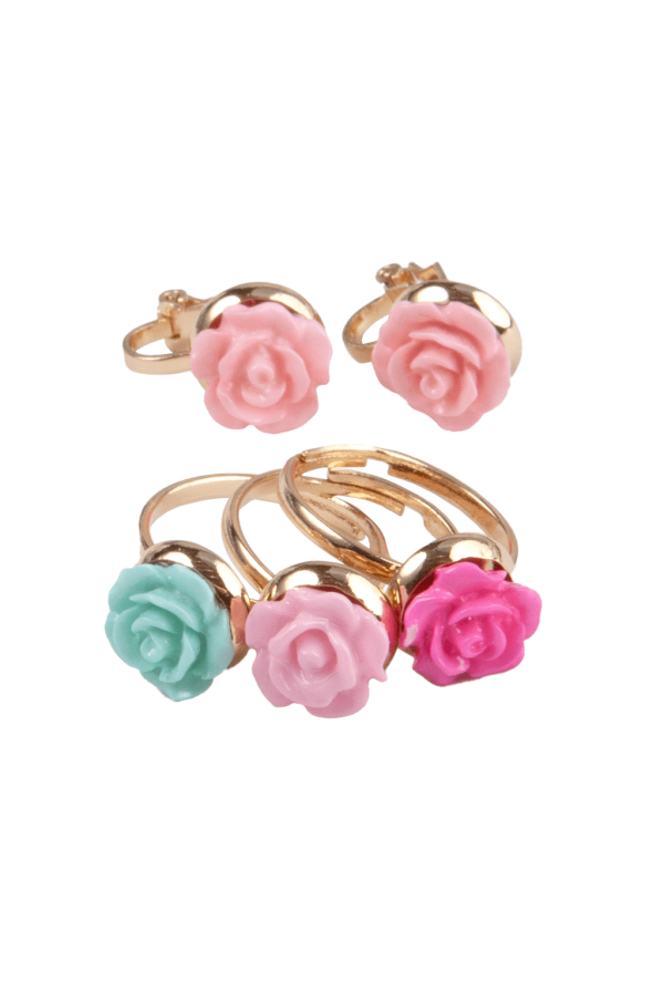 Boutique Rose Rings and Earring Set
