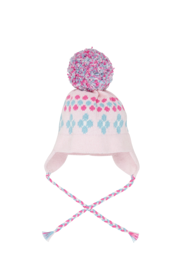 Parrish Pom Pom Hat Palm Beach Pink Brookline Blue Flower & Dot
