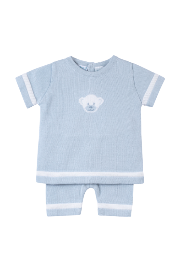 Boys Knit Teddy Bear Set - Blue