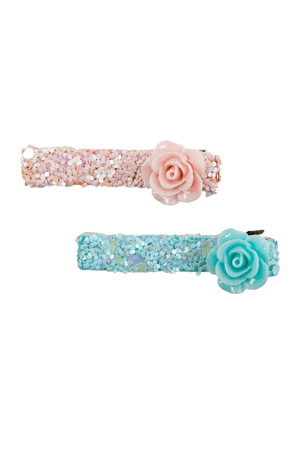 Boutique Glitter Rosette Hair Clips