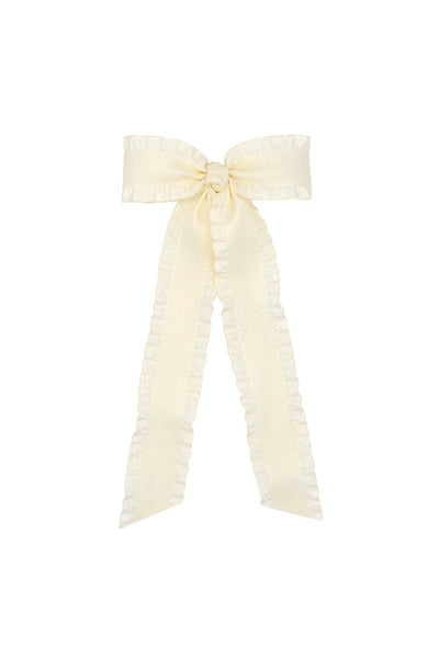 Ruffled Edge Satin Bowtie with Streamer Tails