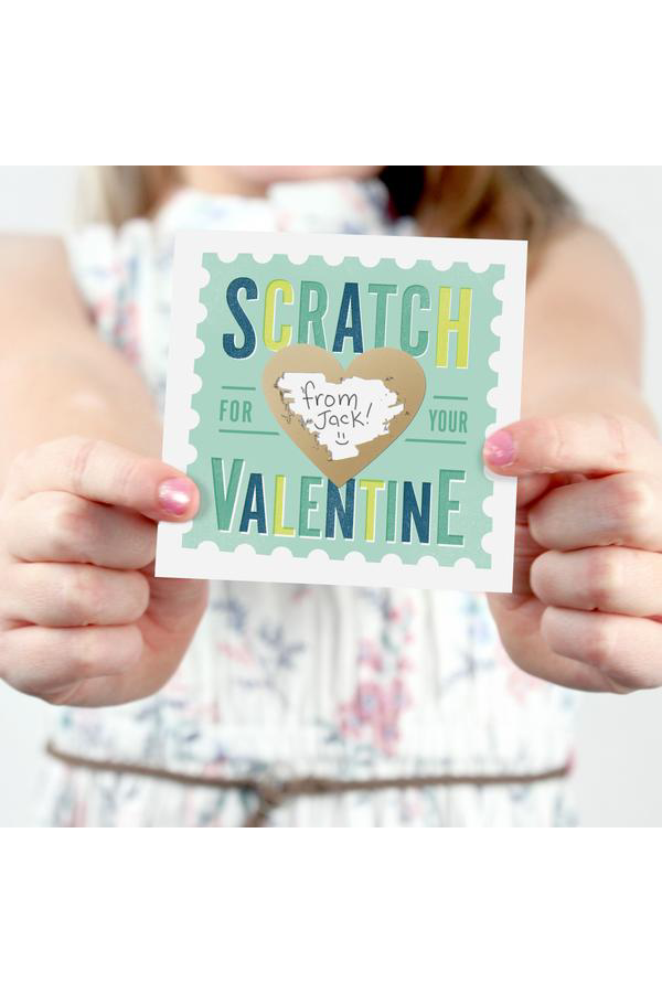 Box of Scratch Off Stamp Valentine Cards - Blue