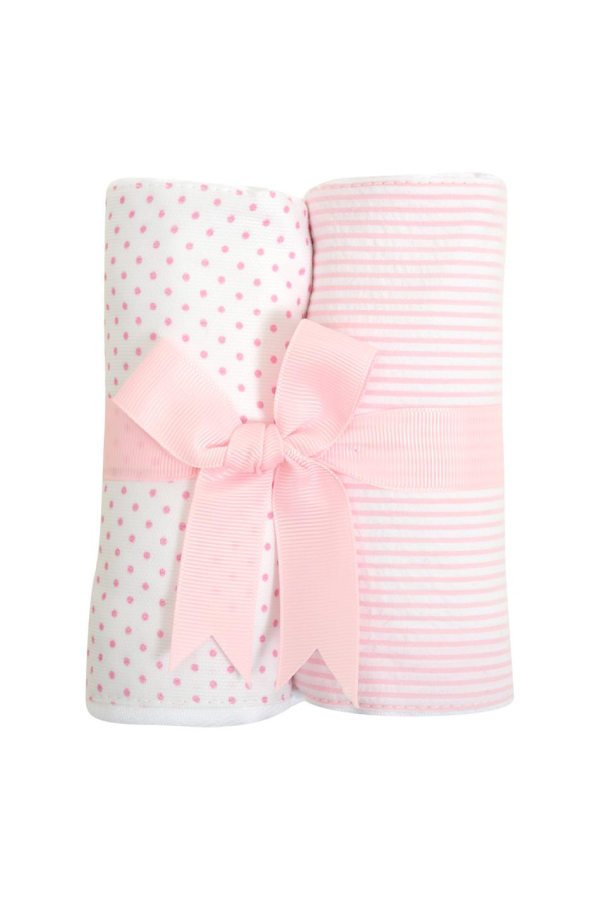Pink Bunny Fabric Burp Cloth Set