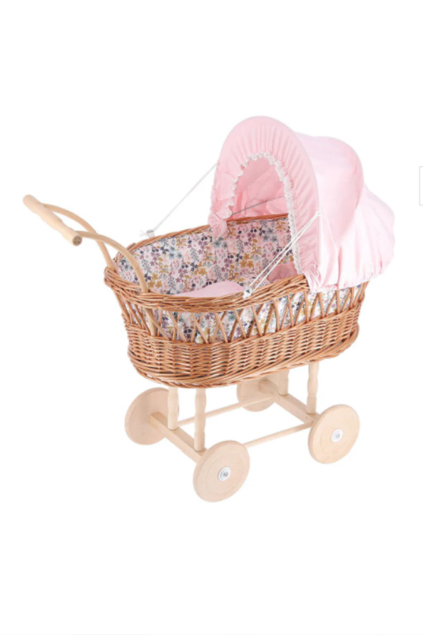 Wicker Doll Pram The Frilly Frog