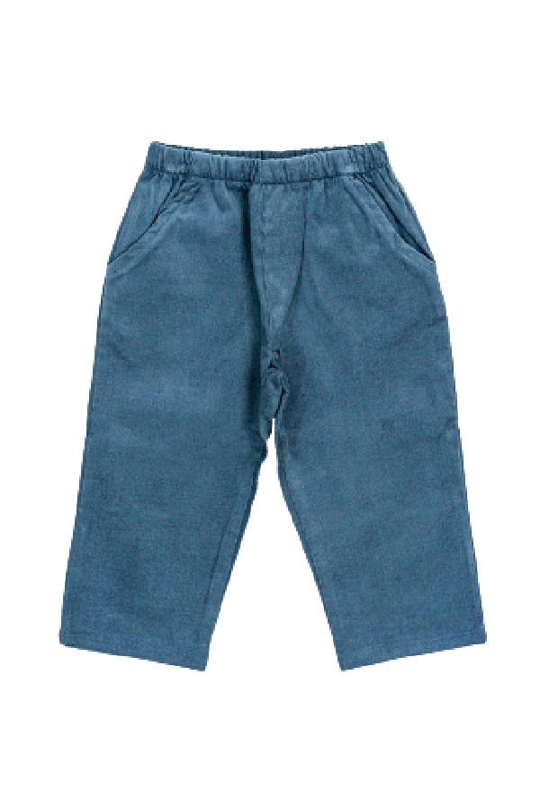 Steel Blue Corduroy Elastic Waist Pant