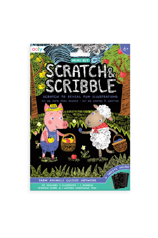 Mini Scratch and Scribble Art Kit: Farm Animals