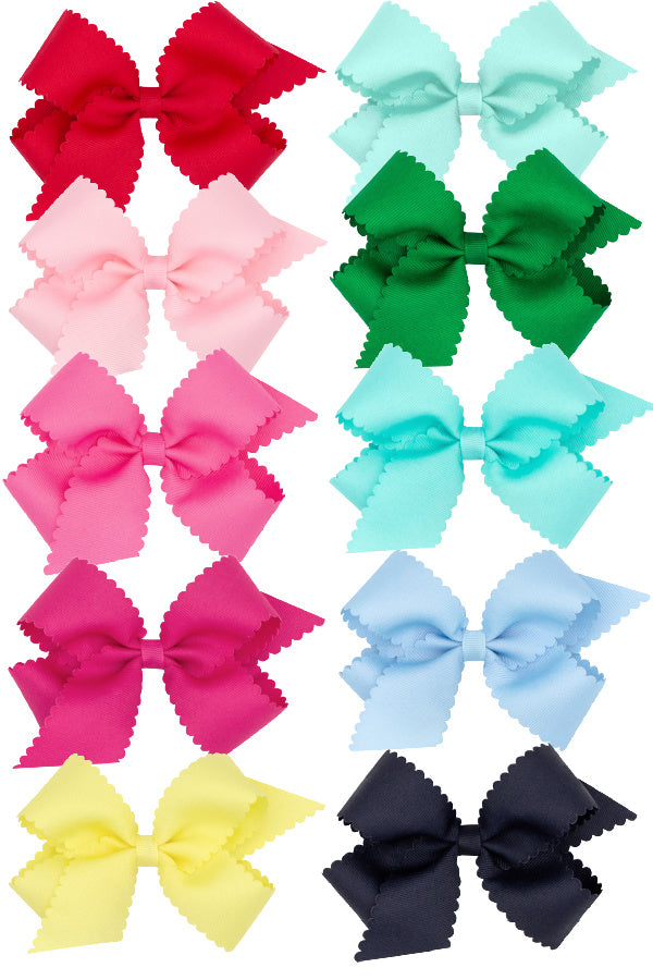 Scallop Edge Grosgrain Hair Bow - Medium