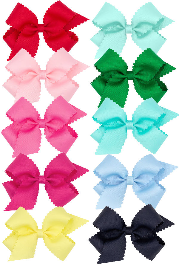 Scallop Edge Grosgrain Hair Bow - King