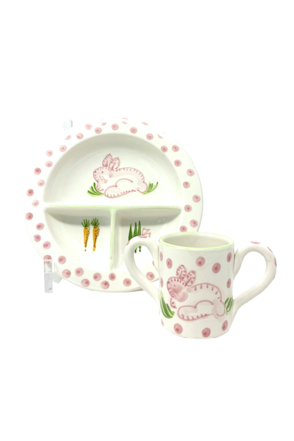 Baby Bunny Plate and Cup Set - Pink