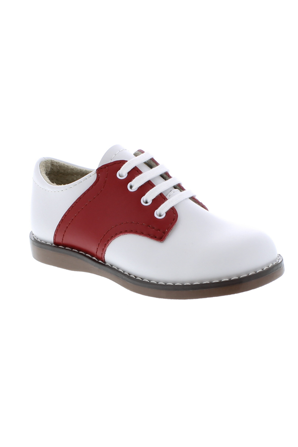Cheer Lace Up Toddler Dress Shoe - White and Red