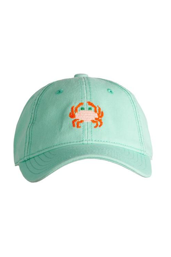 Crab Needlepoint Keys Green Kids Hat