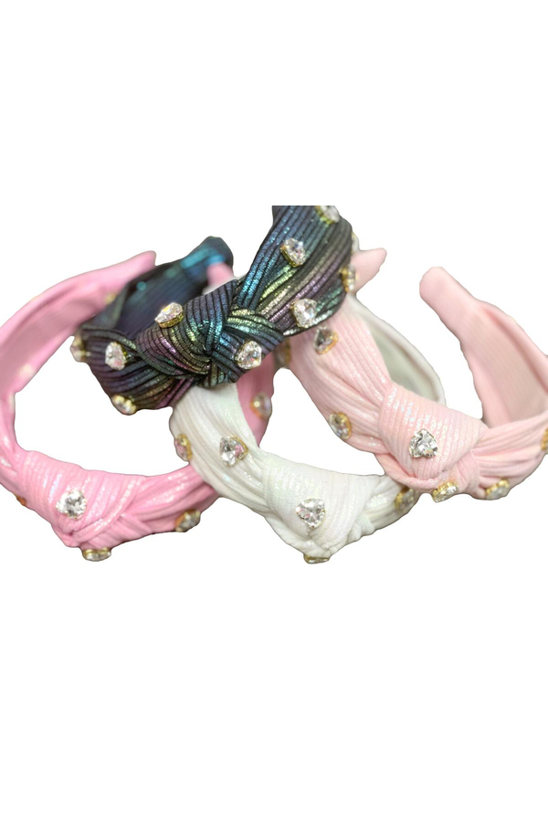 Crystal Hearts Knot Headband