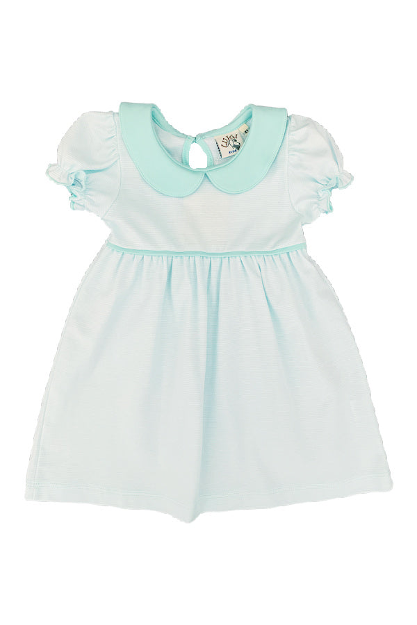 Mint and White Mini Stripe Short Sleeve Dress The Frilly Frog Mint and White Mini Stripe Short Sleeve Dress The Frilly Frog