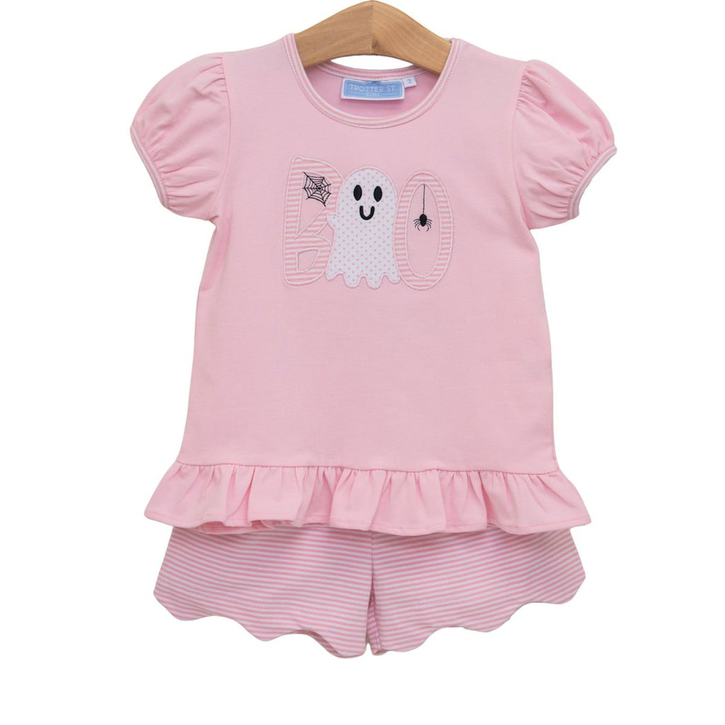 Boo Scalloped Short Set - Pink PRE-ORDER