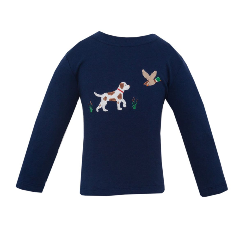 Hunting Dog Navy Blue Long Sleeve T-Shirt