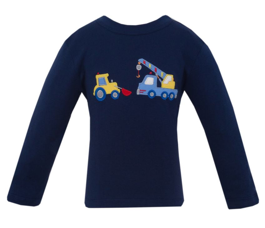 Construction Zone Navy Blue Knit Long Sleeve T-Shirt
