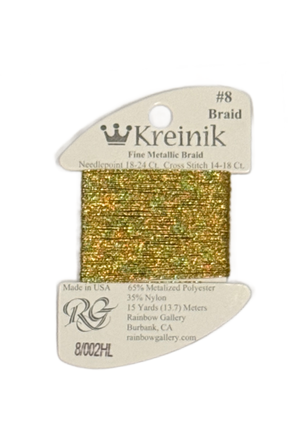 Kreinik Fine Braid #8 - 002HL Gold High Lustre