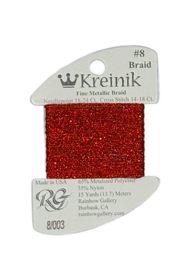 Kreinik Fine Braid #8 - 003 Red