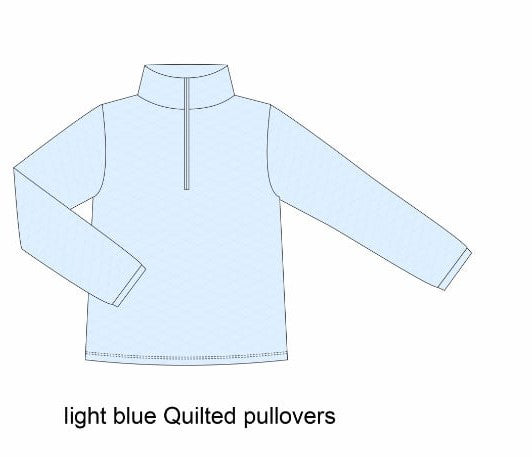 1/4 Zip Quilted Pullover Light Blue PRE-ORDER