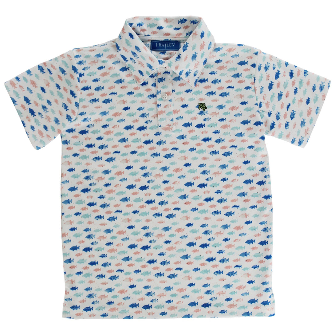 Short Sleeve Performance Polo in Fish Print PRE-ORDER