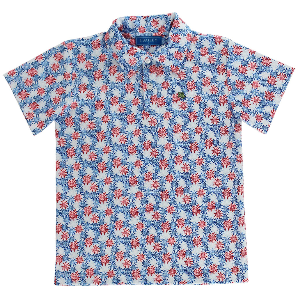 Short Sleeve Performance Polo in Fireworks Print PRE-ORDER