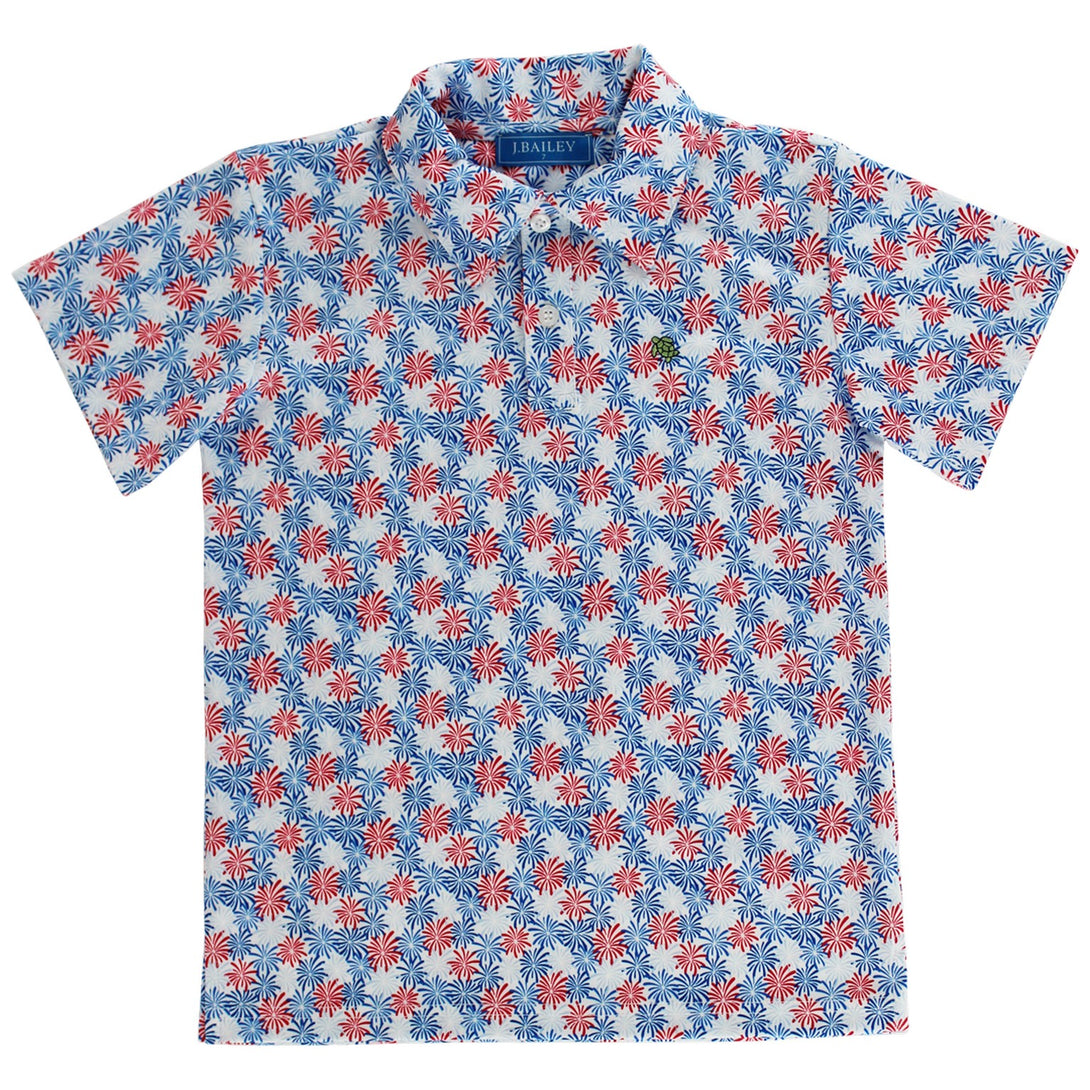 Short Sleeve Performance Polo in Fireworks Print PRE-ORDER