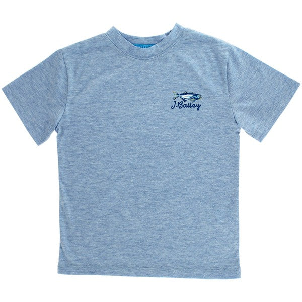 Logo Tee in Fish on Heather Blue PRE-ORDER