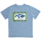 Logo Tee in Fish on Heather Blue