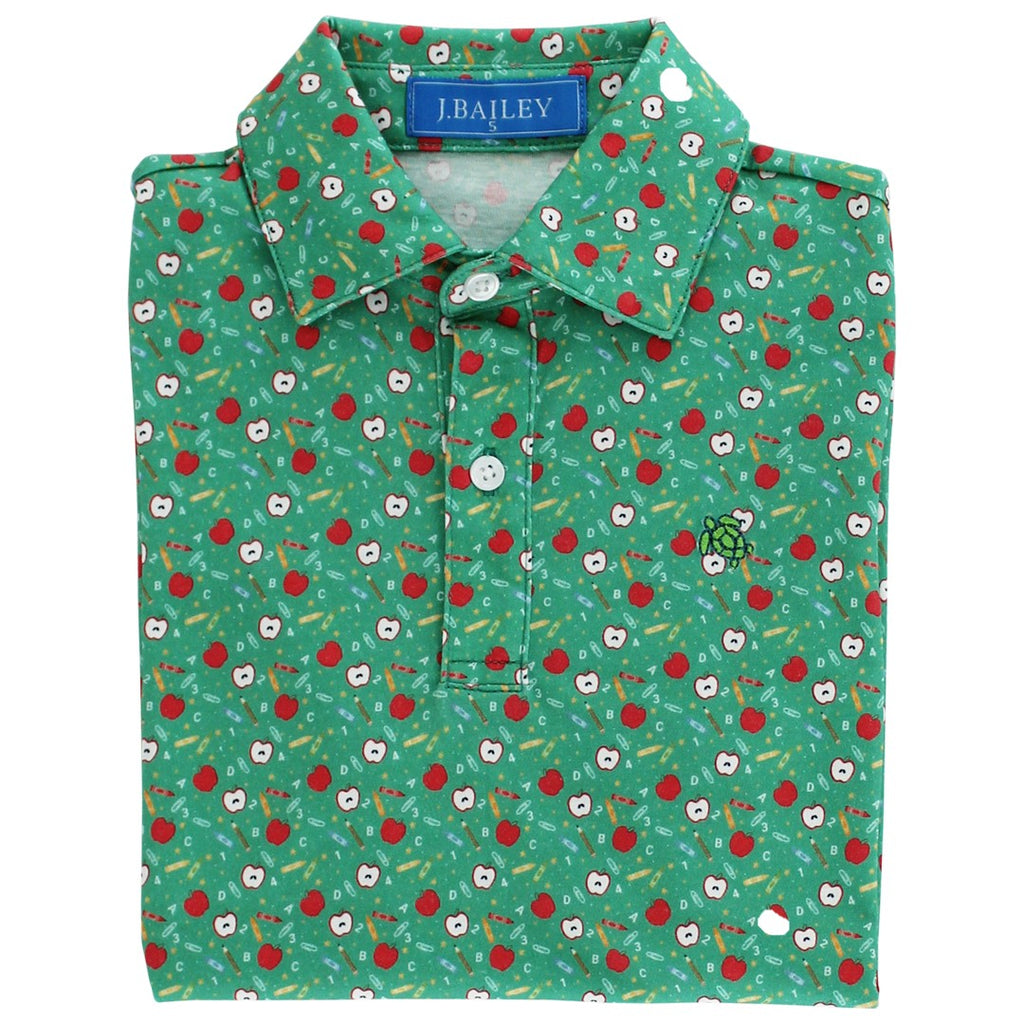 Short Sleeve Back to School Print Performance Polo PRE-ORDER