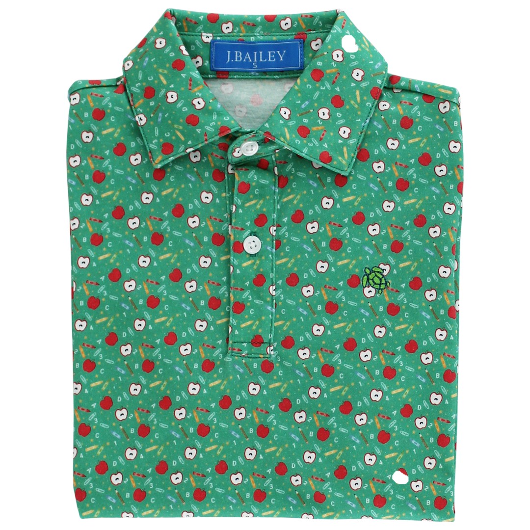 Short Sleeve Back to School Print Performance Polo