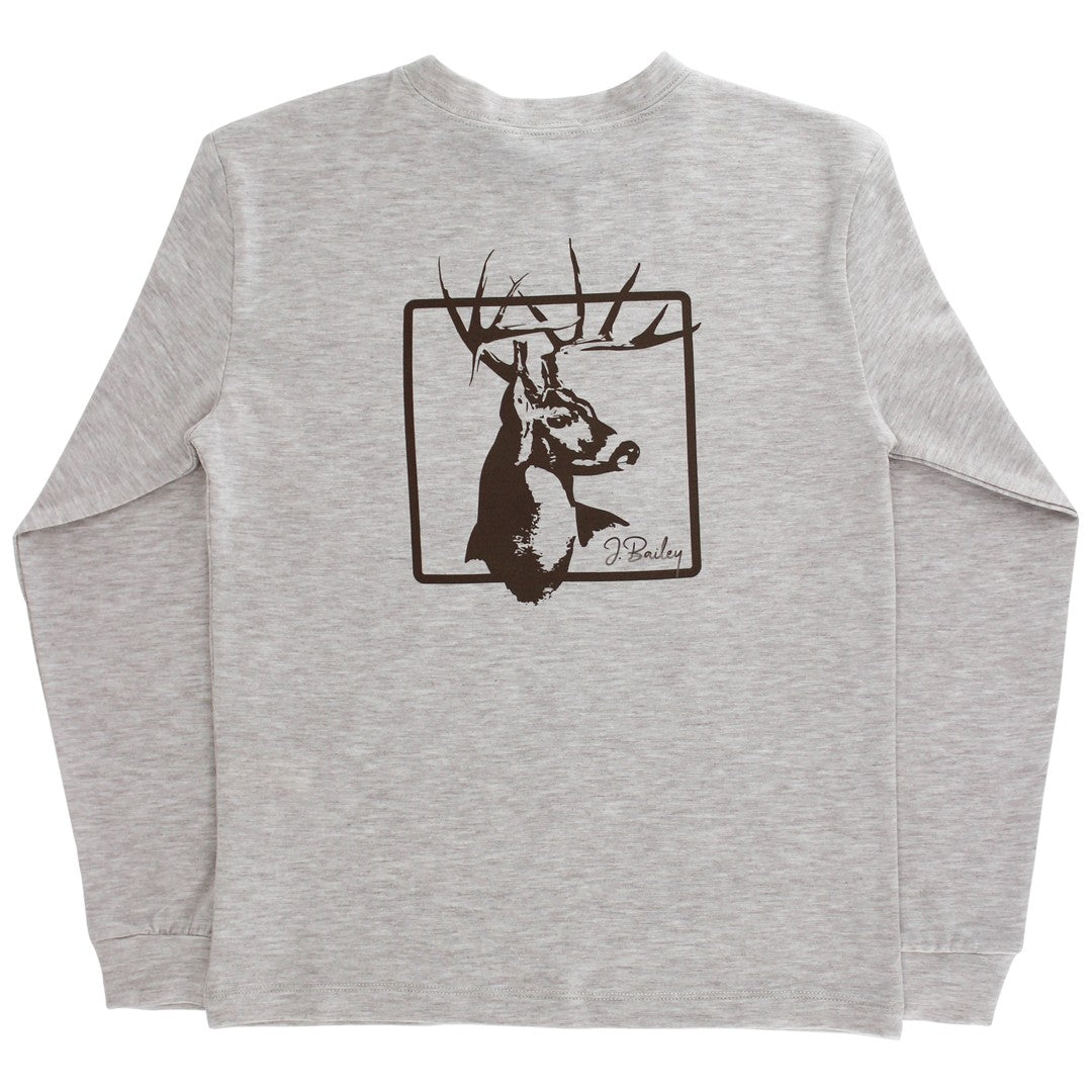 Long Sleeve Logo Tee - Deer on Oatmeal