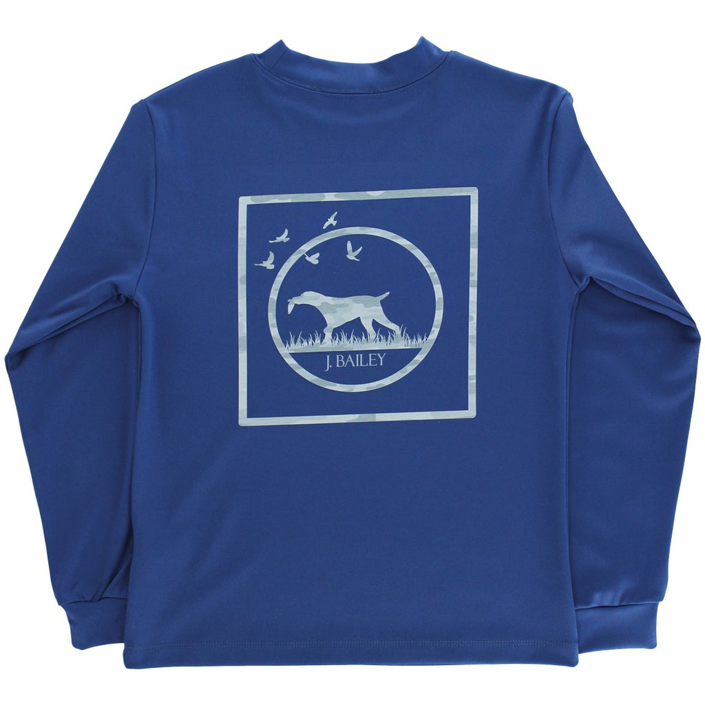 Long Sleeve Performance Logo Tee - Camo Dog on Denim