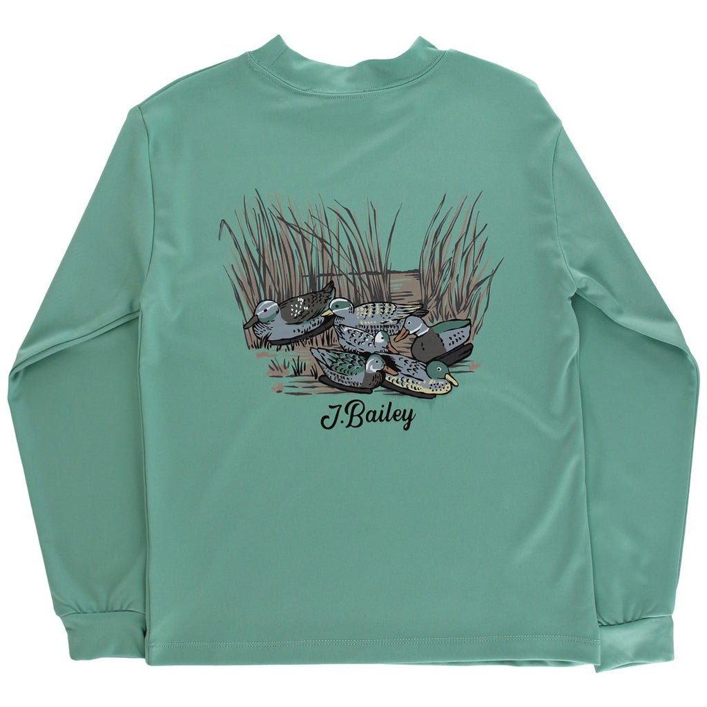 Long Sleeve Performance Logo Tee - Decoy on Green