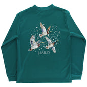 Long Sleeve Performance Logo Tee - Ducks on Teal
