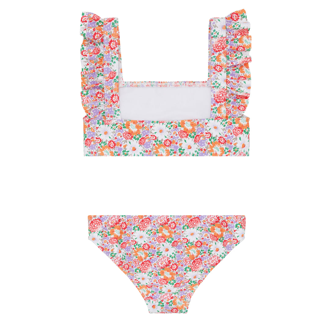 Girls Island Blossom Smocked Ruffle Strap Bikini