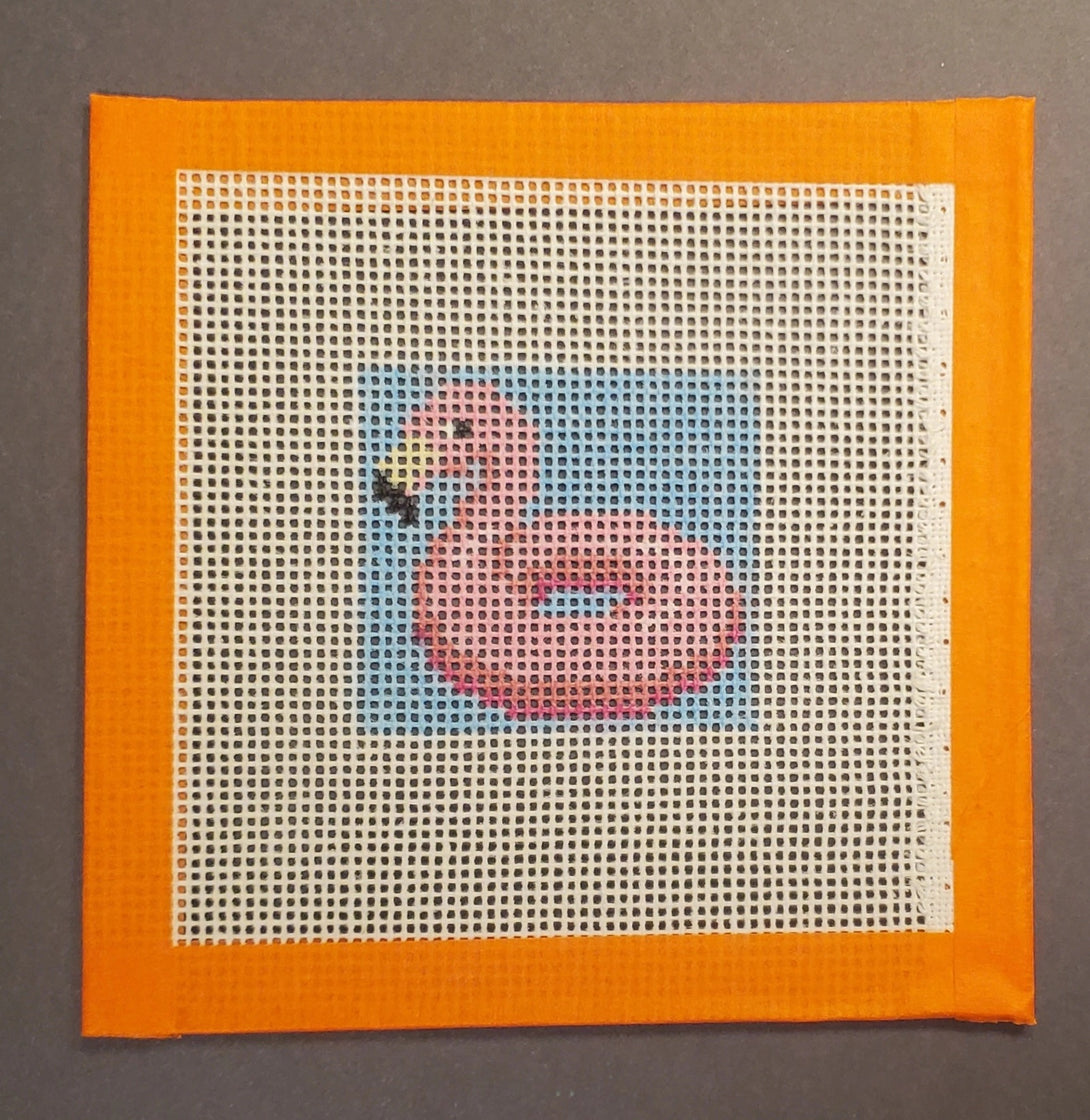 Flamingo Floatie Handpainted Needlepoint Canvas 14 Mesh
