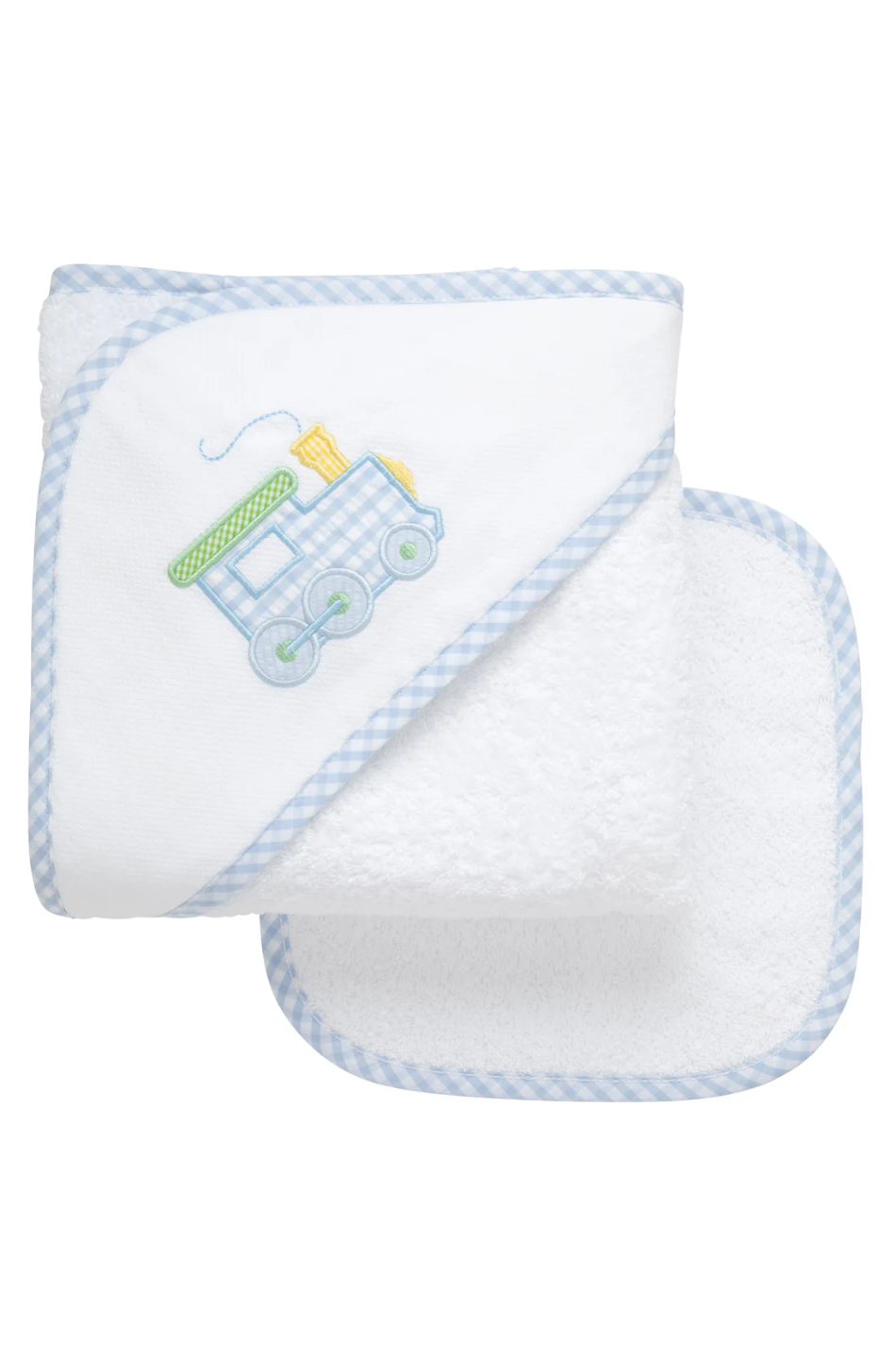 Train Applique Hooded Towel and Washcloth Set