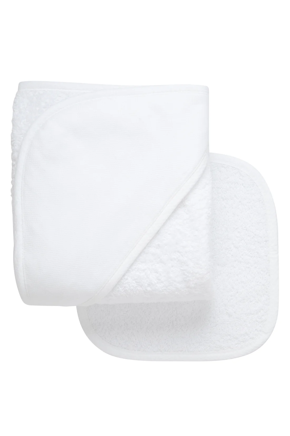 Seersucker Stripe Applique Hooded Towel & Washcloth Set - White