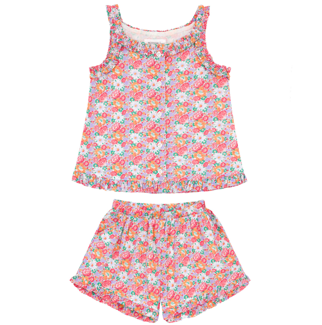 Girls Island Blossom Ruffle Short Set