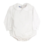 Bailey Boys Long Sleeve Button Back Onesie-White