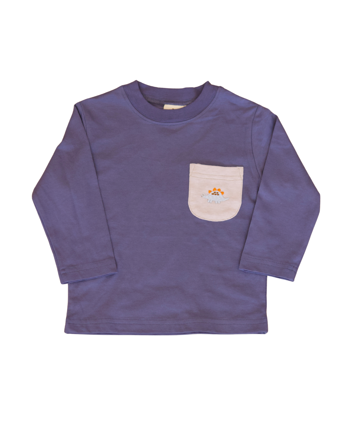 Blue T-Shirt with Dinosaur Embroidered Pocket