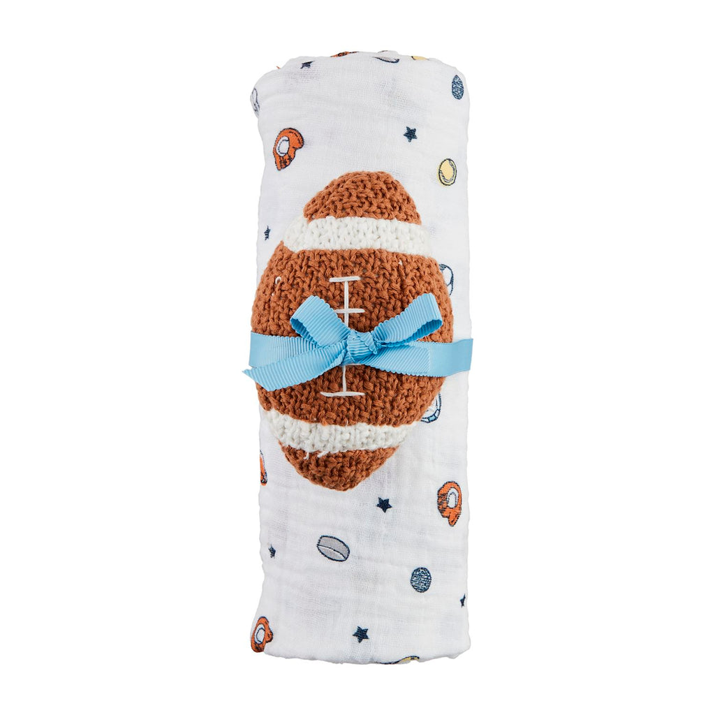 Sports Swaddle & Football Rattle Set PRE-ORDER