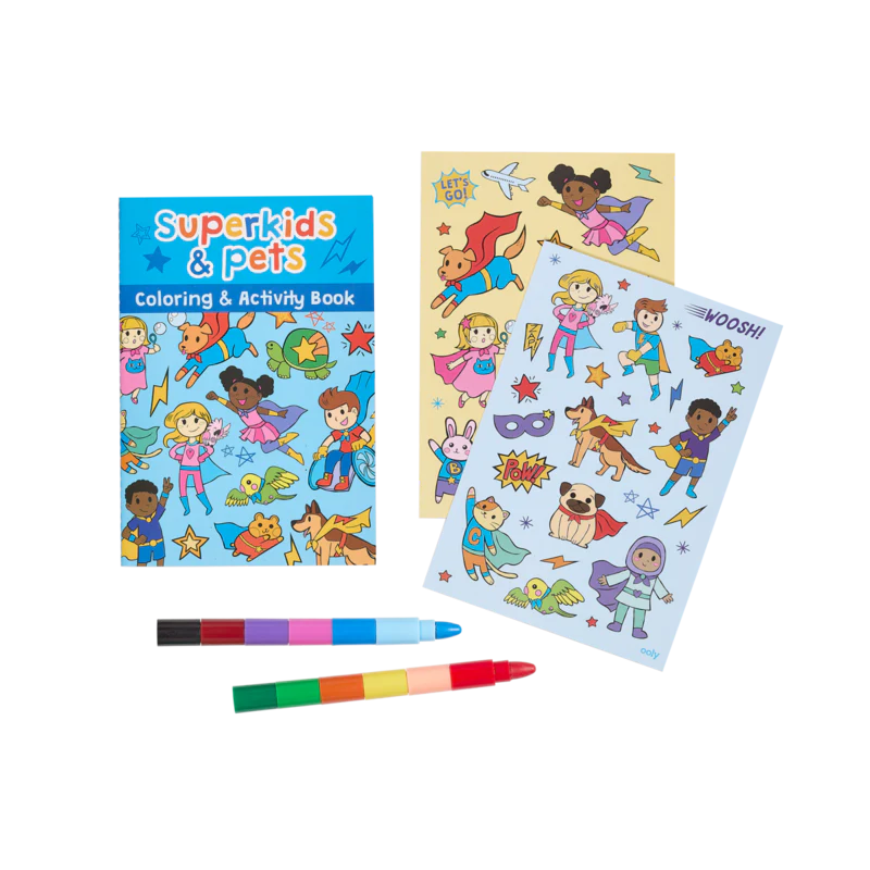 Mini Traveller Coloring + Activity Kit - Super Kids & Pets